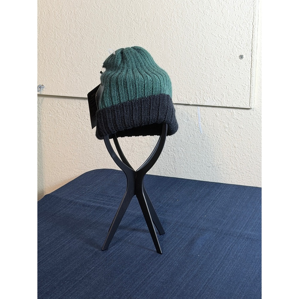 Kids Beanie OS Green Black Ribbed Knit Baby Alpaca Wool {Gorpcore Aesthetic]
